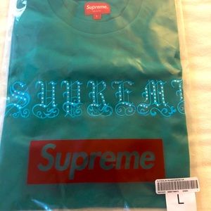 Supreme T shirt Green Old English Rhinestone